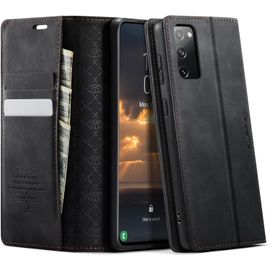 Sjzg-Coque Pour Samsung Galaxy S20 Fe Avec Rabat Housse Premium En Cuir Etui Protection Pochette Portefeuille Clapet Porte Carte Magnétique Flip Étui Pour Samsung Galaxy S20 Fe 5g/4g 6,5'' - Noir
