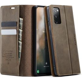 Caseme Coque Pour Samsung Galaxy S20 Fe Avec Rabat Housse Premium En Cuir Etui Protection Pochette Portefeuille Clapet Porte Carte Magnétique Flip Étui Pour Samsung Galaxy S20 Fe 5g/4g 6,5'' - Brun