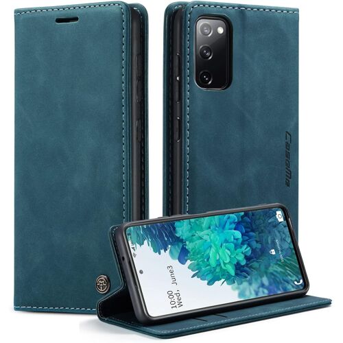 SJZG-Coque Pour Samsung Galaxy S20 Fe 5G/4G Housse En Cuir Premium Pu Pochette Portefeuille Magnétique Etui De Protection Pour Samsung Galaxy S20 Fe 5G/4G - Bleu Vert