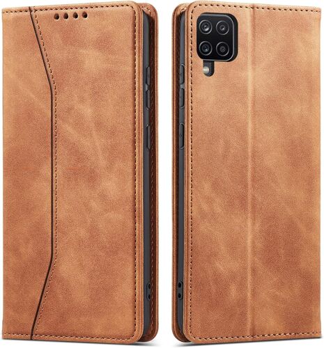 SJZG-Coque Pour Samsung Galaxy A12, Pu Cuir Portefeuille Housse Magnétique Flip Pochette Étui À Rabat Case Avec Antichoc Tpu Housse [Emplacements Cartes] [Fonction Support] (Kaki)
