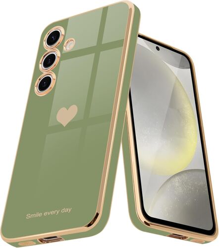 Coque Compatible avec Samsung Galaxy S24 Plus 5G, Jolie Coque de téléphone de Luxe, Protection d'appareil Photo galvanisée, résistante aux Chocs pour S24 Plus 5G, Vert Clair