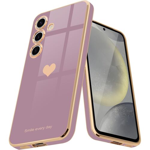 SJZG-Compatible Avec Samsung Galaxy S24 Plus 5G, Jolie Coque De Téléphone Luxueuse, Protection D'Appareil Photo Galvanisée, Résistante Aux Chocs Pour S24 Plus 5G, Lavande