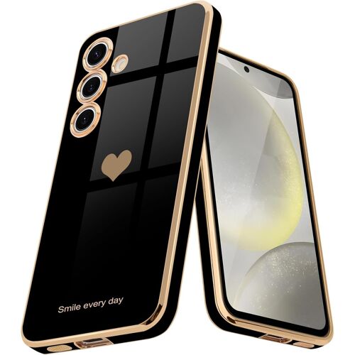 Coque Compatible avec Samsung Galaxy S24 Plus 5G, Jolie Coque de téléphone de Luxe, Protection d'appareil Photo galvanisée, résistante aux Chocs pour S24 Plus 5G, Noir