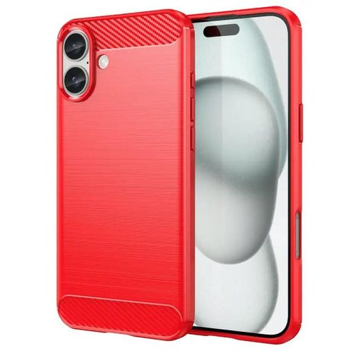 Coque Pour Apple Iphone 16 Plus - Housse Etui Silicone Gel Carbone + Verre Trempe - Rouge