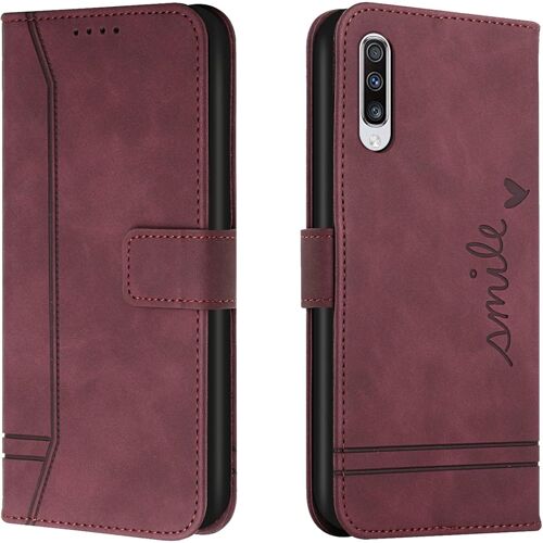 KAL-Coque Pour Samsung Galaxy A50 / A50S / A30S, Etui Portefeuille Samsung A50 / A50S / A30S, Protection Etui À Rabat Housse En Cuir Pu Avec Antichoc Tpu [Fermoir Magnétique] (Rouge)