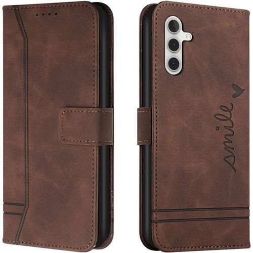 Kal-Coque Pour Samsung Galaxy A55, Coque Samsung Galaxy A55, Protection Portefeuille Etui À Rabat Housse En Cuir Pu Avec Antichoc Tpu Magnétique Flip Pochette Housse Samsung Galaxy A55 (Braun)
