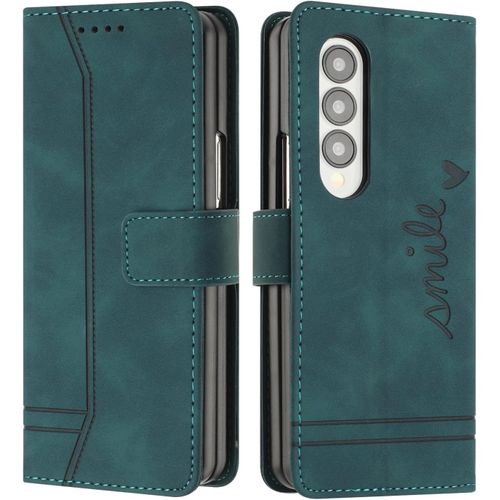 Sjzg-Coque Pour Samsung Galaxy Z Fold 3, Etui Coque Samsung Z Fold 3, Housse Samsung Z Fold 3, Protection Etui À Rabat Housse En Cuir Pu Avec Antichoc Tpu Fold Housse Pour Samsung Z Fold 3 (Vert)