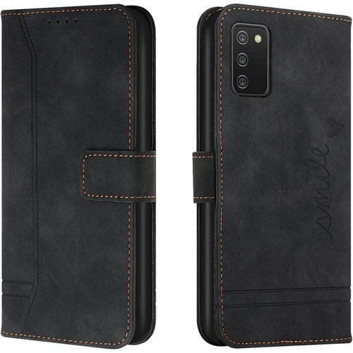 Kal-Coque Pour Samsung Galaxy A03s, Etui Portefeuille Samsung A03s, Protection Etui À Rabat Housse En Cuir Pu Avec Antichoc Tpu [Fermoir Magnétique] Flip Pochette Housse Pour Samsung A03s (Noir)
