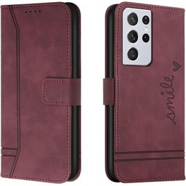 Kal-Coque Pour Samsung Galaxy S22 Ultra, Etui Portefeuille Samsung S22 Ultra, Protection Etui À Rabat Housse En Cuir Pu Avec Antichoc Tpu [Fermoir Magnétique] Pour Samsung S22 Ultra (Rouge)