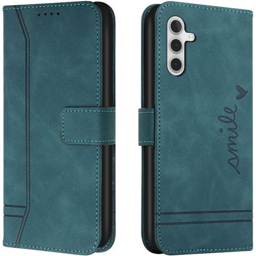 Kal-Coque Pour Samsung Galaxy A55, Coque Samsung Galaxy A55, Protection Portefeuille Etui À Rabat Housse En Cuir Pu Avec Antichoc Tpu Magnétique Flip Pochette Housse Samsung Galaxy A55 (Vert)