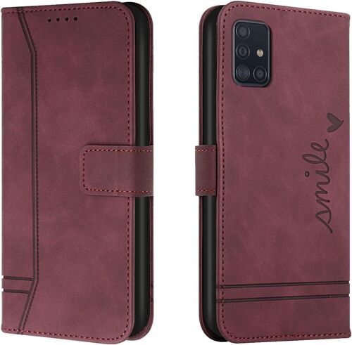 Coque Pour Samsung Galaxy A71 4G, Etui Portefeuille Samsung A71 4G, Protection Etui À Rabat Flip Housse En Cuir Pu Avec Tpu Magnétique(Rouge)