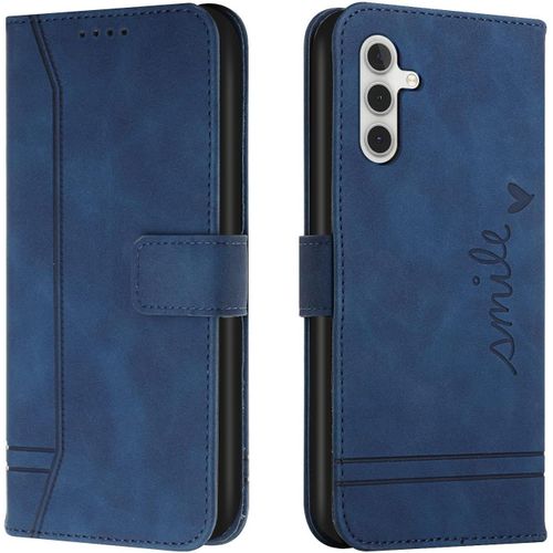 Kal-Coque Pour Samsung Galaxy A55, Coque Samsung Galaxy A55, Protection Portefeuille Etui À Rabat Housse En Cuir Pu Avec Antichoc Tpu Magnétique Flip Pochette Housse Samsung Galaxy A55 (Bleu)