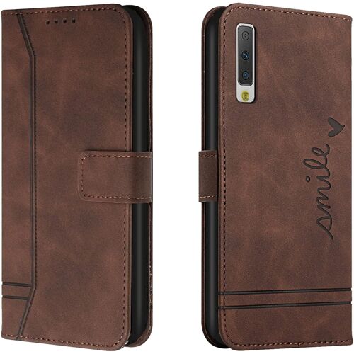 KAL-Coque Pour Samsung Galaxy A7 2018/A750, Etui Portefeuille Samsung A7 2018/A750, Protection Etui À Rabat Housse En Cuir Pu Avec Antichoc Tpu [Magnétique] Pour Samsung A7 2018/A750 (Braun)