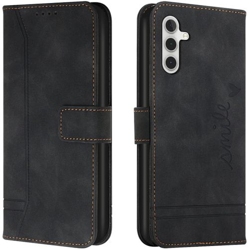 Kal-Coque Pour Samsung Galaxy A55, Coque Samsung Galaxy A55, Protection Portefeuille Etui À Rabat Housse En Cuir Pu Avec Antichoc Tpu Magnétique Flip Pochette Housse Samsung Galaxy A55 (Noir)