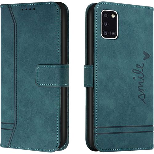Sjzg-Coque Pour Samsung Galaxy A31, Etui Portefeuille Samsung A31, Protection Etui À Rabat Housse En Cuir Pu Avec Antichoc Tpu [Fermoir Magnétique] Flip Pochette Housse Pour Samsung A31 (Vert)