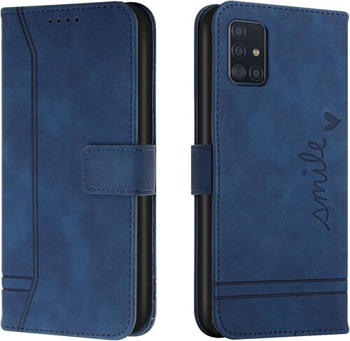 KAL-Coque Pour Samsung Galaxy M51, Etui Portefeuille Samsung M51, Protection Etui À Rabat Housse En Cuir Pu Avec Antichoc Tpu [Fermoir Magnétique] Flip Pochette Housse Pour Samsung M51 (Bleu)