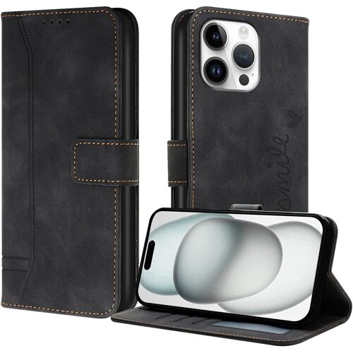 Coque Pour Iphone 16 Pro Max, Etui Portefeuille Iphone 16 Pro Max, Protection Etui À Rabat Housse En Cuir Pu Avec Antichoc Tpu [Fermoir Magnétique] Flip Housse Pour Iphone 16 Pro Max (Noir)