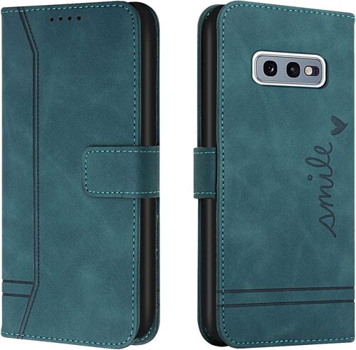 KAL-Coque Pour Samsung Galaxy S10E, Etui Portefeuille Samsung S10E, Protection Etui À Rabat Housse En Cuir Pu Avec Antichoc Tpu [Fermoir Magnétique] Flip Pochette Housse Pour Samsung S10E (Vert)