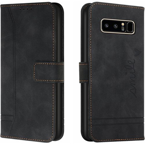 Kal-Coque Pour Samsung Galaxy Note 8, Etui Portefeuille Samsung Note 8, Protection Etui À Rabat Housse En Cuir Pu Avec Antichoc Tpu [Fermoir Magnétique] Flip Housse Pour Samsung Note 8 (Noir)