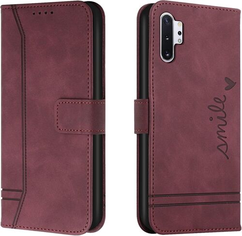 KAL-Coque Pour Samsung Galaxy Note 10 Plus, Etui Portefeuille Samsung Note 10 Plus, Protection Etui À Rabat Housse En Cuir Pu Avec Antichoc Tpu [Magnétique] Pour Samsung Note 10 Plus (Rouge)