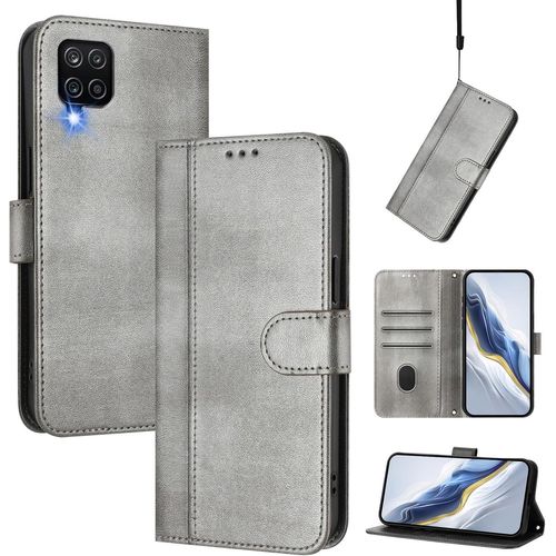 Sjzg-Coque Pour Samsung Galaxy A12 4g / Galaxy M12, Housse En Cuir Pu Avec Pochette De Portefeuille, Magnétique Etui À Rabat Coque Compatible Avec Galaxy A12 4g / Galaxy M12, Gris