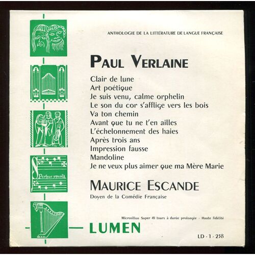 Lumen Ld 1 238  -  Paul Verlaine Par Maurice Escande