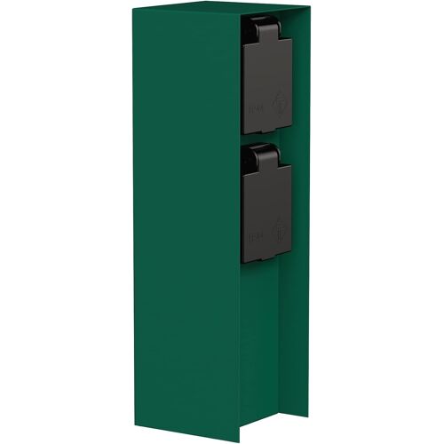 Garten Colonne De Prises De Courant Pomi Pour L'Extérieur, Ip44, 2X, Acier Inoxydable, Vert, Carré, 23 Cm