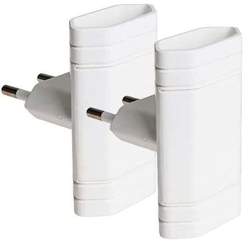 Lot de 2 douilles de cambriolage plat (double double) Ladron plat mur fin adaptateur prise de terre 2 prises 10 A (250 V) Blanc Idéal pour montage derrière des espaces étroits