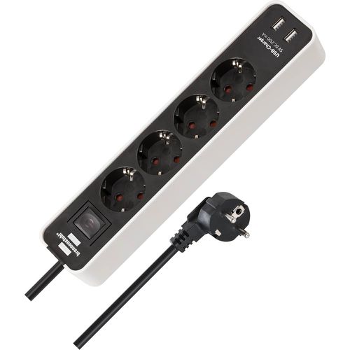 Loc-Ecolor Multiprise 4 Prises Avec Usb(Multiprise Avec 2 Prises De Charge Usb,Multiprise Avec Interrupteur Et Câble De 1,5 M)Blanc/Noir
