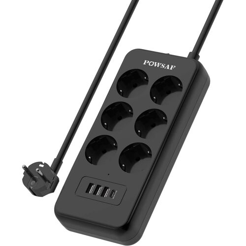 Regleta De Enchufes Con Puerto Usb-C, 6 Tomas De Corriente, 3 Puertos Usb-A Y 1 Puerto Usb-C, Con Interruptor, Adecuada Para El Trabajo Desde Casa - .