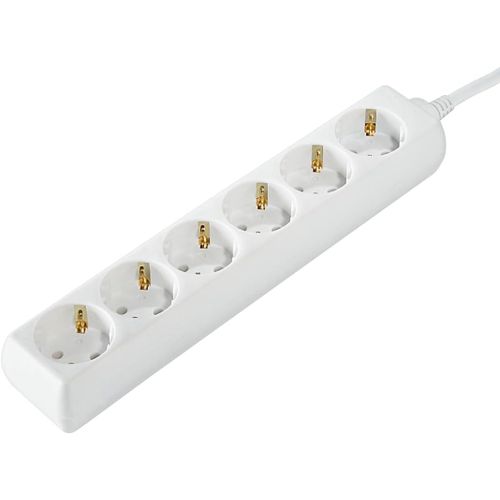 Chenquansarl-Multipr 6 Pr S 16a (Rallonge Multipr S 1.4m, Bloc 6 Pr S Type F Schuko, 3500w , Idéal Bureau Pc Luminaires, Atelier, Meuble Tv, Garage) Blanc