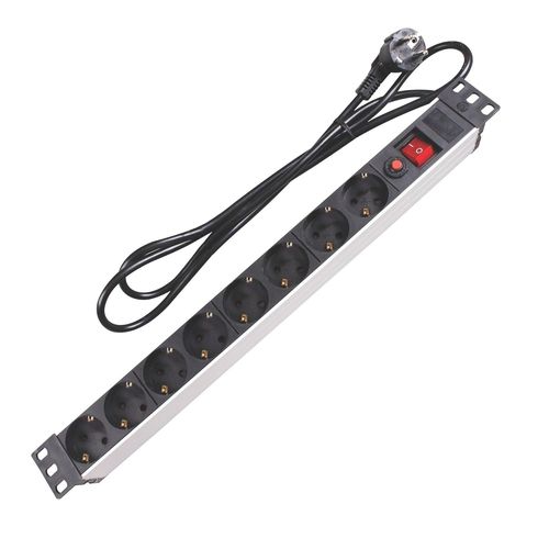 ChenQuanSarl-Multipr Rack 19"" 8 Pr s, Rackable 19 Pouces, Bloc Multipr Pdu Avec Interrupteur, 8 Pr s Électrique Schuko Type F M À La Terre, Câble De 2.15 M, 3G1.5, U Intérieur, Noir