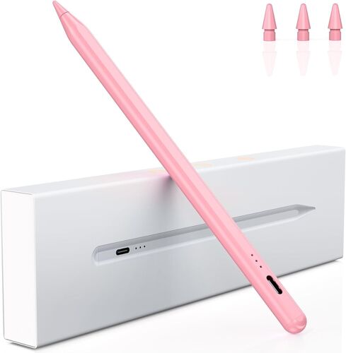 Stylet pour iPad (2018-2025), Pencil pour Pad avec Puissance de Charge Rapide, Rejet de Paume et Détection d'Inclinaison, pour Pad 6-10, Pro 11''/12.9'', Mini 6/5, Air 5/4 /3 (Rose)