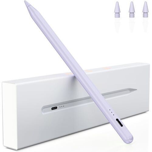 Stylet pour iPad (2018-2025), Pencil pour Pad avec Puissance de Charge Rapide, Rejet de Paume et Détection d'Inclinaison, pour Pad 6-10, Pro 11''/12.9'', Mini 6/5, Air 5/4 /3 (Violet)