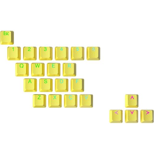Set De 23 Touches En Caoutchouc | Double Shot Translucide | Profil Oem Pour Claviers Gaming Mécaniques(Jaune, 23 Touches)