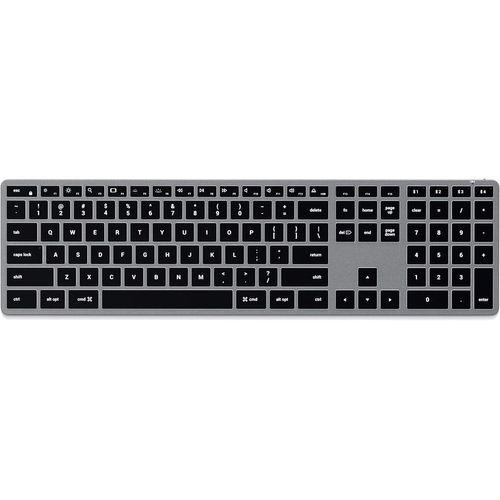 Clavier Sans Fil Slim X3 Qwerty Anglais, Clavier Bluetooth Avec Pavé Numérique Et Rétroéclairé, Multi-Dispositif Pour Macbook Pro/Air Et Mini, Ipad Pro/Air, Imac Et Plus ¿ Gris, Disposition Us