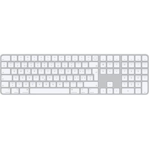 Magic Keyboard Avec Touch Id Et Pavé Numérique : Bluetooth, Rechargeable. Compatible Avec Les Ordinateurs Mac Dotés D`Une Puce ; Suisse, Touches Blanches