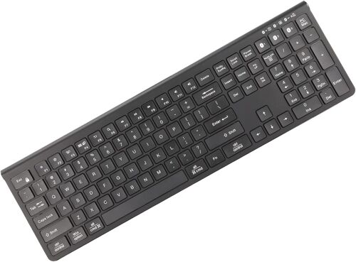 Clavier Bluetooth 5.0 Rechargeable, Clavier Multi-Appareils Portable Sans Fil, Avec Pavé Numérique, Clavier D'Ordinateur Pleine Taille Pour Ios, Windows(Le Noir)