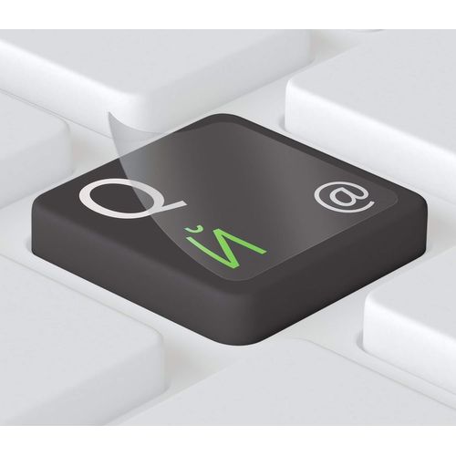 KAL-Touches Autocollantes Clavier Russe, Avec Film Transparent Et Vernis De Protection - Pour Pc (11 X 13 Mm), Macbooks & Laptops (14 X 14 Mm) 11 X 13Mm (Für Pc) Vert Clair