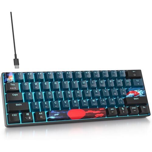 60% Clavier Gamer Mecanique Pour Pc, Clavier Gaming 60 Pourcent Américain Qwerty Filaire Rgb Rétro-Éclairé ¿Compact 61 Touches Anti-Ghosting Pour Gamer, Pc/Mac