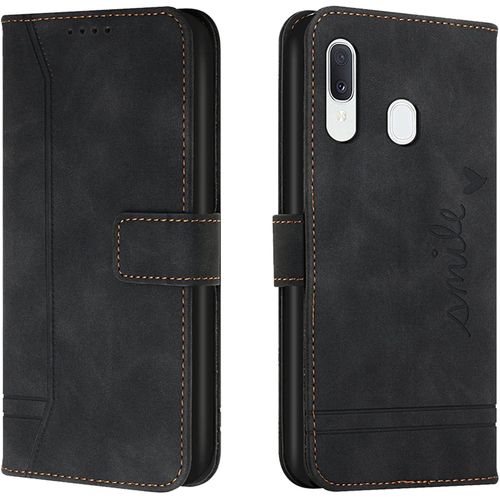 Sjzg-Coque Pour Samsung Galaxy A20e / A10e, Etui Portefeuille Samsung A20e / A10e, Protection Etui À Rabat Housse En Cuir Pu Avec Antichoc Tpu [Fermoir Magnétique] Pour Samsung A20e / A10e (Noir)