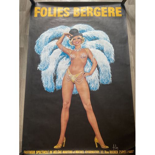 Affiche Originale Folies Bergère – Alain Aslan – Paris Cabaret Vintage – Années 70 – Grand Format
