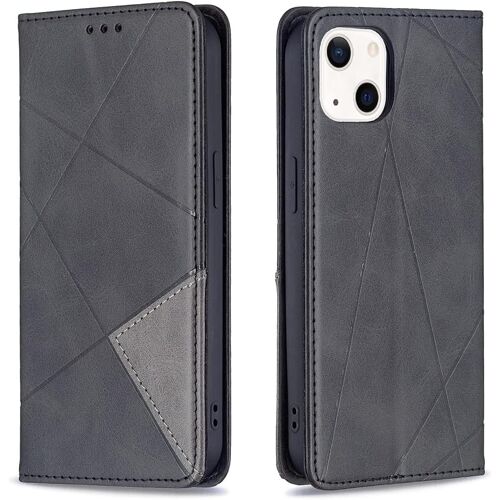 SJZG-Coque Pour Iphone 13 (6,1 Pouces), Housse Portefeuille En Cuir Etui De Protection Avec Slim Tpu Silicone Bumper Antichoc Magnétique Flip Case, Porte Cartes Avec Fonction Support Cover (Noir)