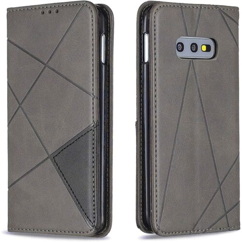 SJZG-Coque Pour Samsung Galaxy S10E, Housse Portefeuille En Cuir Etui De Protection Avec Slim Tpu Silicone Bumper Antichoc Magnétique Flip Case, Porte Cartes Avec Fonction Support Cover (Gris)