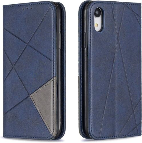 Coque Pour Iphone Xr (6,1 Pouces), Housse Portefeuille En Cuir Etui De Protection Avec Slim Tpu Silicone Bumper Antichoc Magnetique Flip Case, Porte Cartes Avec Fonction Support Cover (Bleu)