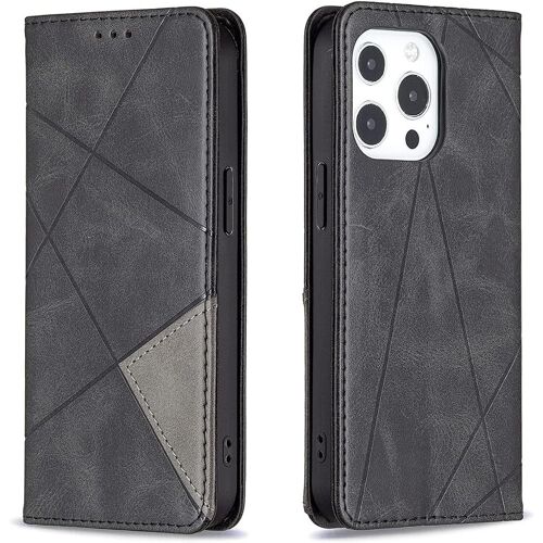 SJZG-Coque Pour Iphone 13 Pro (6,1 Pouces), Housse Portefeuille En Cuir Etui De Protection Avec Slim Tpu Silicone Bumper Magnétique Flip Case, Porte Cartes Avec Fonction Support Cover (Noir)