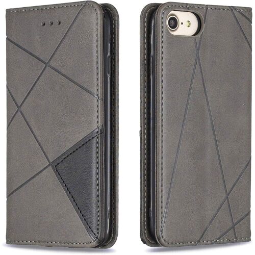 KAL-Coque Pour Iphone Se 2020/Iphone 8/7 (4,7 Pouces), Housse Portefeuille En Cuir Etui Avec Tpu Silicone Bumper Magnétique Flip Case, Porte Cartes Avec Fonction Support Cover (Gris)