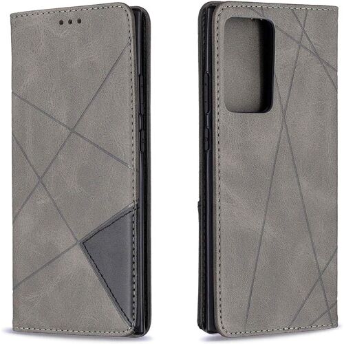 SJZG-Coque Pour Samsung Galaxy Note 20 Ultra, Housse Portefeuille En Cuir Etui De Protection Avec Slim Tpu Silicone Bumper Magnétique Flip Case, Porte Cartes Avec Fonction Support Cover (Gris)