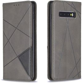 Sjzg-Coque Pour Samsung Galaxy S10 Plus, Housse Portefeuille En Cuir Etui De Protection Avec Slim Tpu Silicone Bumper Magnétique Flip Case, Porte Cartes Avec Fonction Support Cover (Gris)