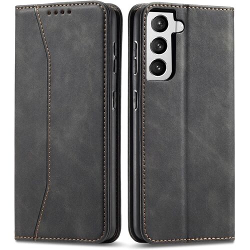 SJZG-Coque Pour Samsung Galaxy S21 Plus, Pu Cuir Portefeuille Housse Magnétique Flip Pochette Étui À Rabat Case Avec Antichoc Tpu Housse [Emplacements Cartes] [Fonction Support] (Noir)